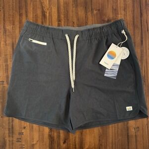 Vuori Men's Banks 5" Shorts Size XL Navy Linen Texture Athletic Drawstring